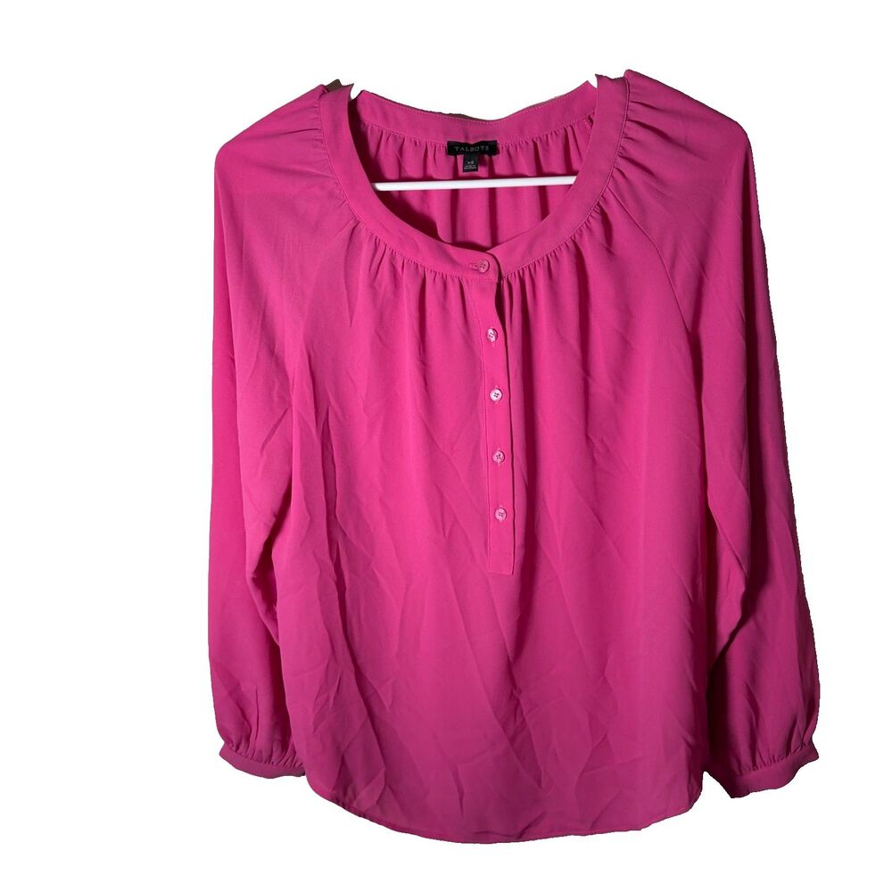 Talbots Blouse Women's XS Lightweight Popover Long Sleeve Casual Pink Shirt
